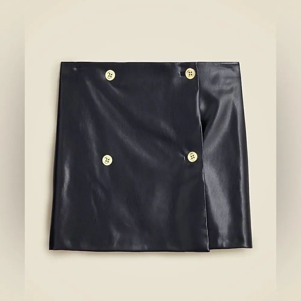 NWT J CREW Mini wrap skirt in faux patent leather in dark navy - Picture 3 of 6